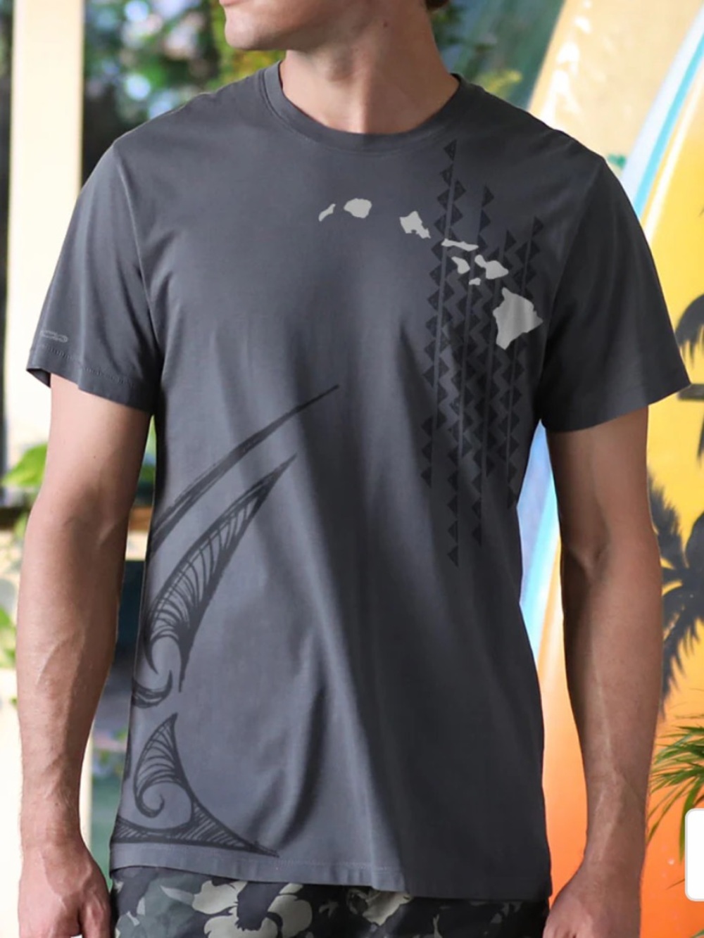 Men's Dark Gray Graphic Short Sleeve Tee
